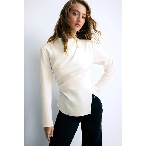 A.L.C. Tops - A.L.C. ALC Kay Top Ivory Blouse High Neck Long Sleeve Womens Size 0